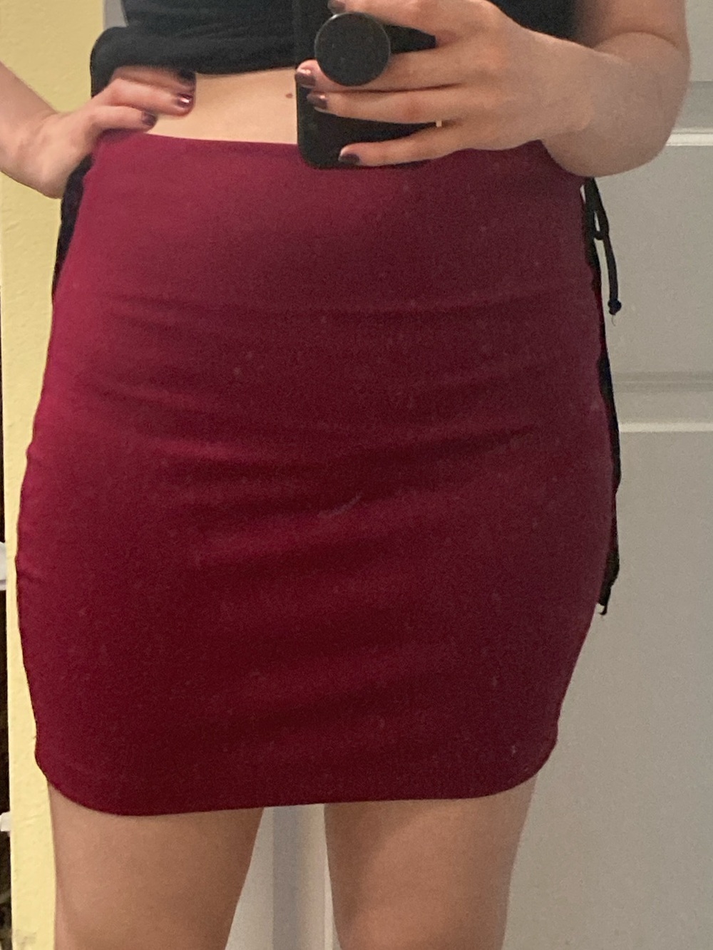 Red Burgundy Cefian Pencil Bodycon Skirt